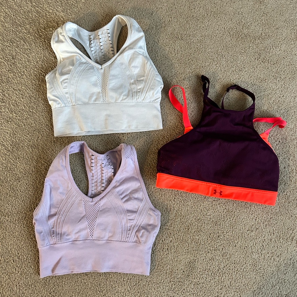 Under Armour DanskinWomen's Sports Bra Trio - White, Purple, and Coral